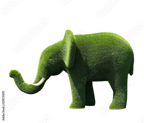 Εκτύπωση καμβά Beautiful elephant shaped topiary isolated on white