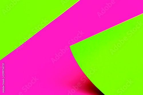 Trendy bold color duotone neon background in pink and green with place for text