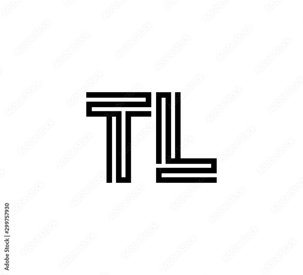 Initial two letter black line shape logo vector TL Initial two letter black line shape logo vector TL
