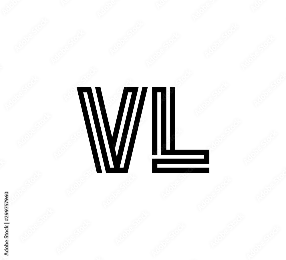 Initial two letter black line shape logo vector VL Initial two letter black line shape logo vector VL