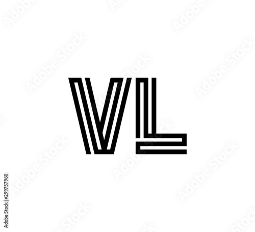 Initial two letter black line shape logo vector VL
