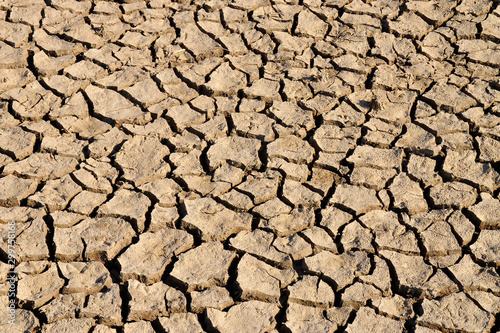 Dry cracked field. The global shortage of water on the planet. Global warming and greenhouse effect concept. Dry soil. 