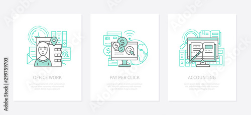 Office work - line design style icons set