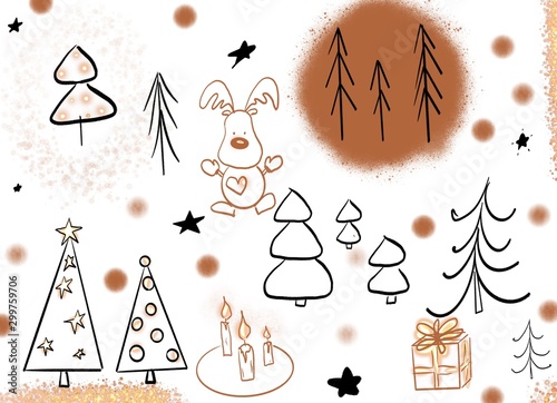 set of Christmas elements in Scandinavian style
