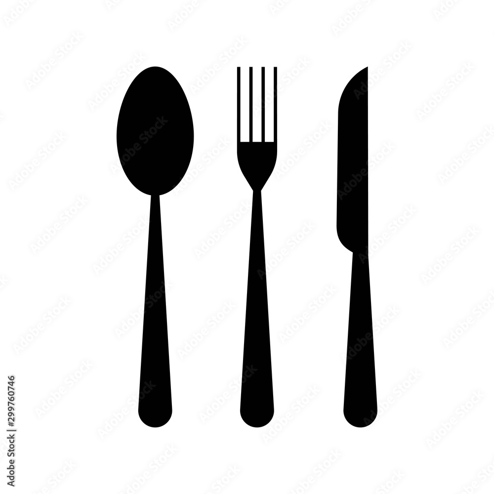 Vector icon of spoon, fork and knife. Cutlery symbol icon Vector icon of spoon, fork and knife. Cutlery symbol icon