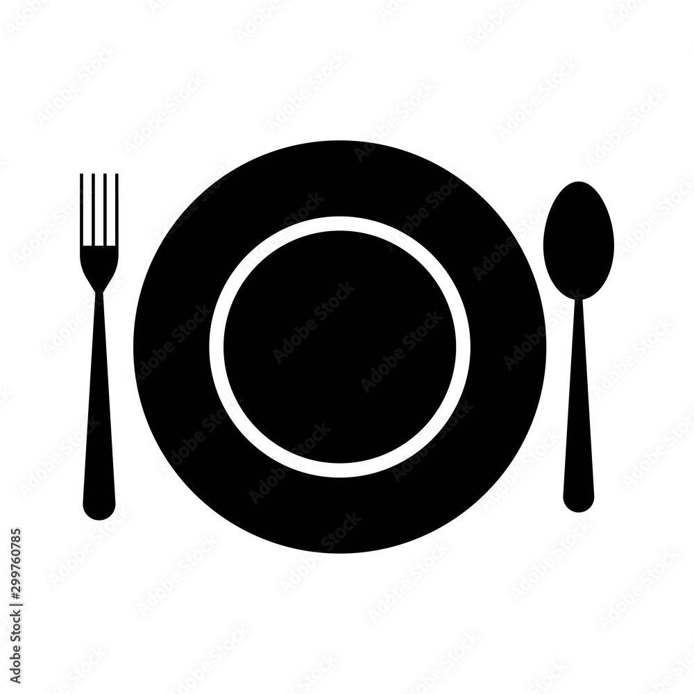 Plate icon. Flat vector illustration in black on white background. EPS 10
