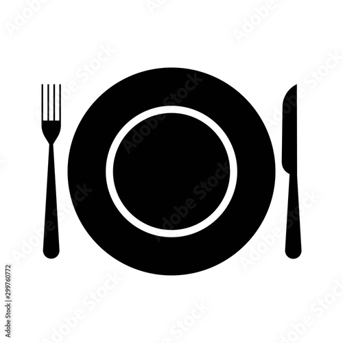 Plate icon. Flat vector illustration in black on white background. EPS 10