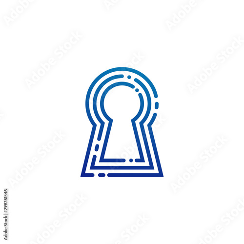 Secure Logo With Key Hole And  Fingerprint Symbol