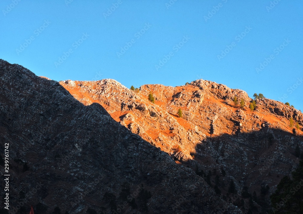 view of mountain during sunrise