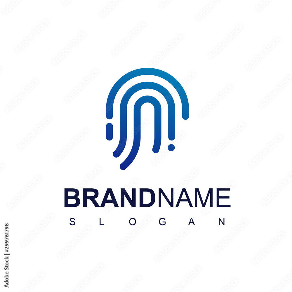 Secure Logo With Fingerprint Symbol Secure Logo With Fingerprint Symbol