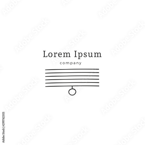 A logo template with window blinds icon. Vector hand drawn illustration.