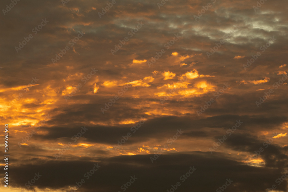 sunset in the sky ,orange light nature