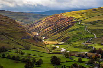 Wandcirkels Olijfgroen Vallei vanuit Arncliffe in Yorkshire  © Matthew