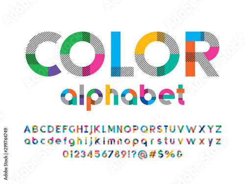 Vector of stylized colorful alphabet design photo