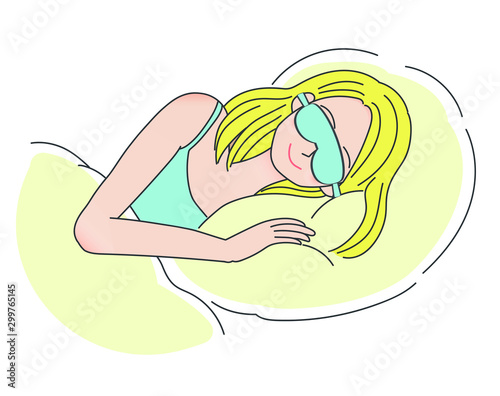 アイマスクをする女性のイラスト Stock Vector Adobe Stock