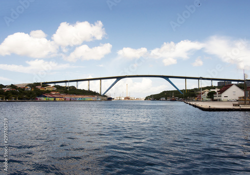 Queen Juliana Bridge  is a four lane road bridge across St. Anna Bay in Willemstad, Curacao © photosis
