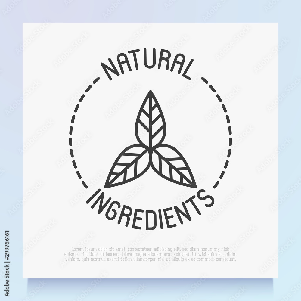 Natural ingredients symbol. Thin line icon for package of organic product. Modern vector illustration. Natural ingredients symbol. Thin line icon for package of organic product. Modern vector illustration.