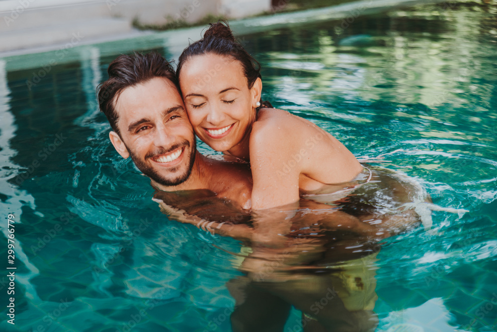 Happy couple spending time in a beautiful vacation house Happy couple spending time in a beautiful vacation house