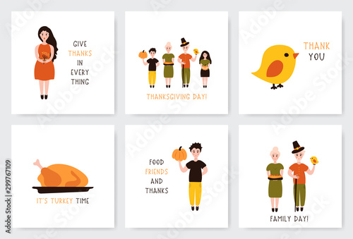 Thanksgiving greeting cards set.