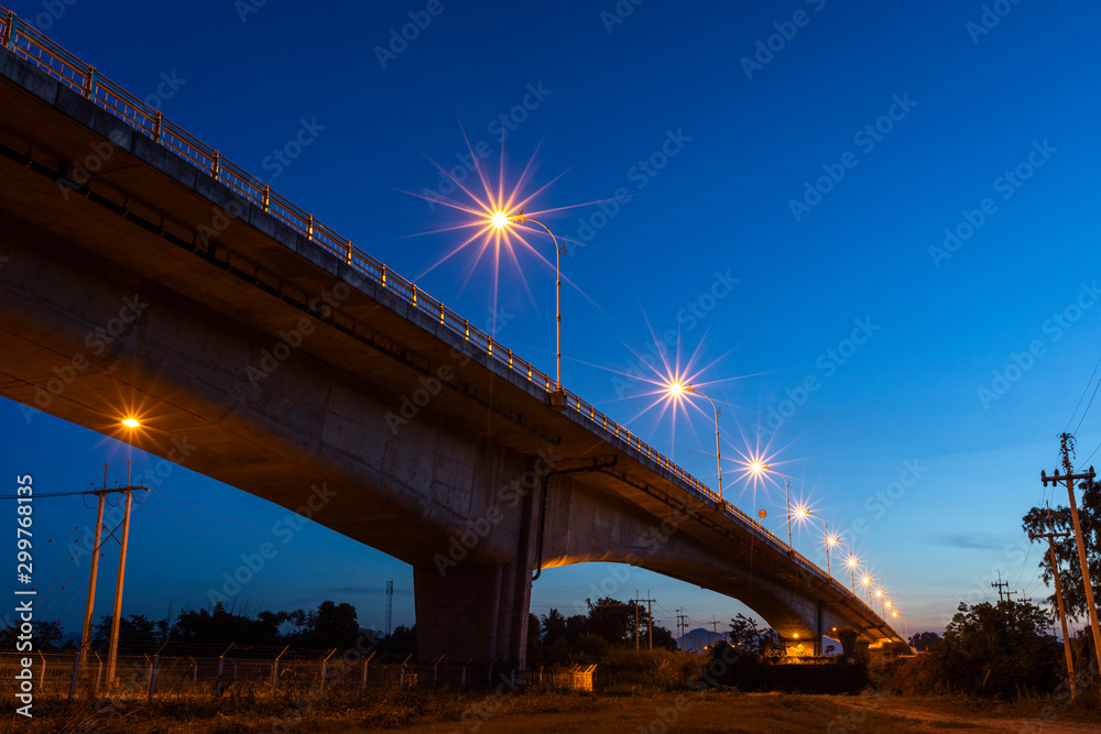 the Second Thai - Myanmar Friendship Bridge at dusk, Mae Sot, Tak, Thailand