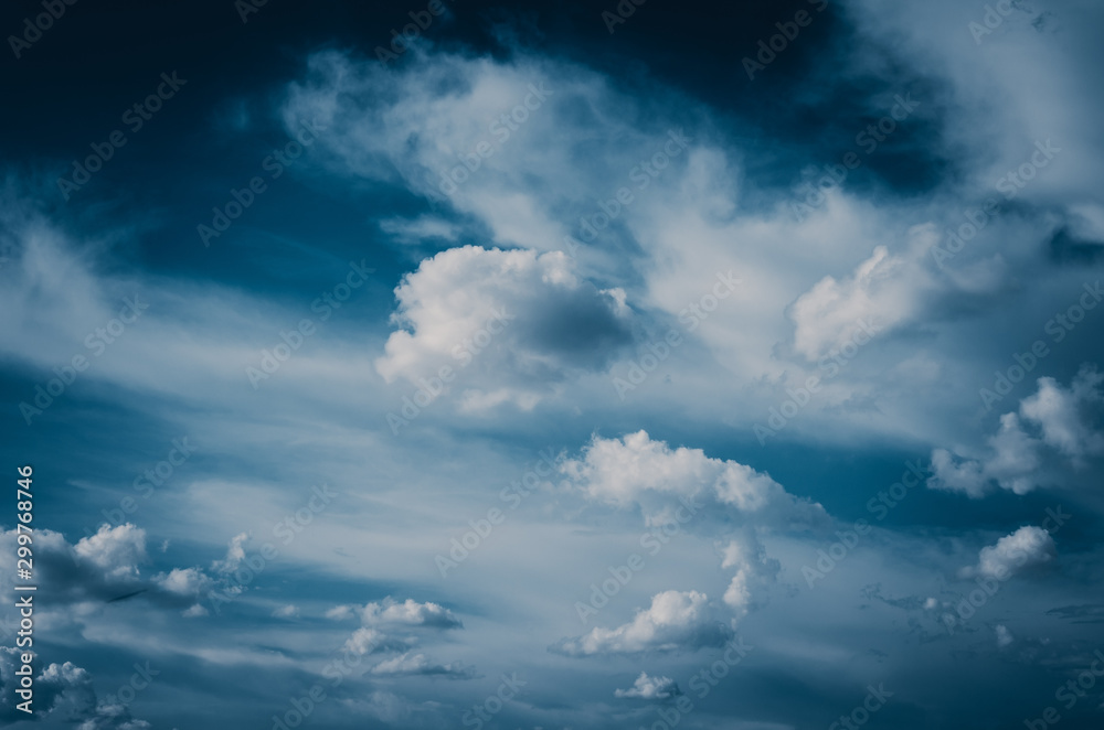 Dramatic picture of blue sky with clouds, picture for background