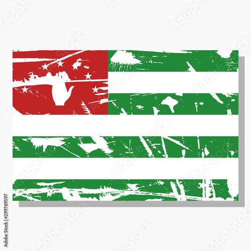 Abkhazian flag with scratches, vector flag of Abkhazia.