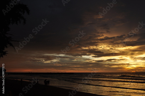 Miri  Sarawak   Malaysia - October 7  2019  The beautiful beaches of Luak Bay and Tanjung Lubang during Sunset at Miri  Sarawak