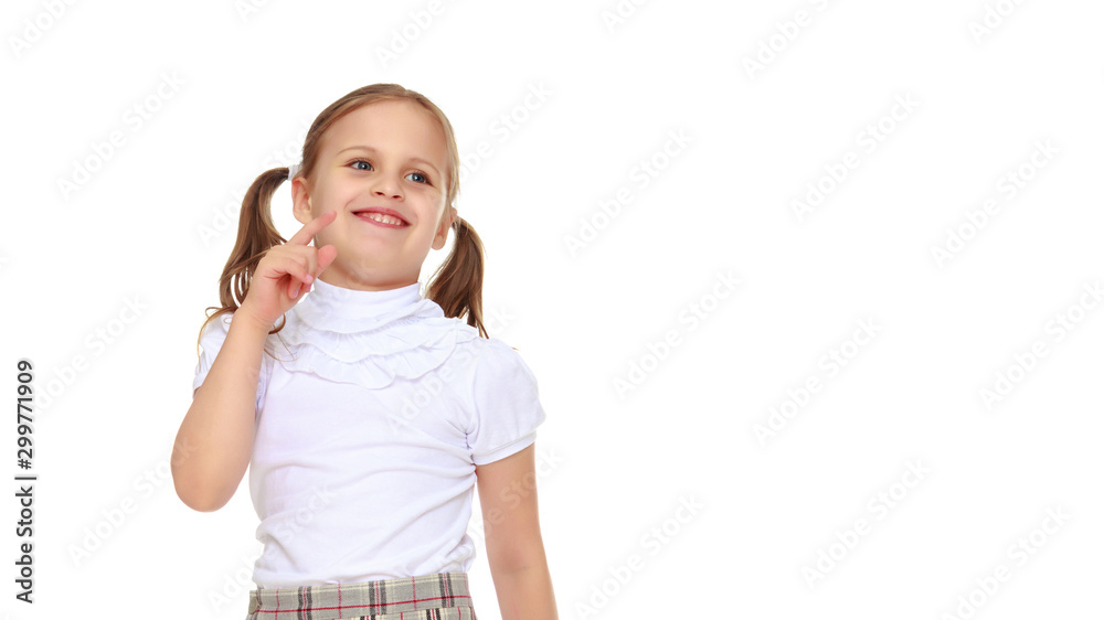 Portrait of a little girl close-up.Isolated on white background. Portrait of a little girl close-up.Isolated on white background.