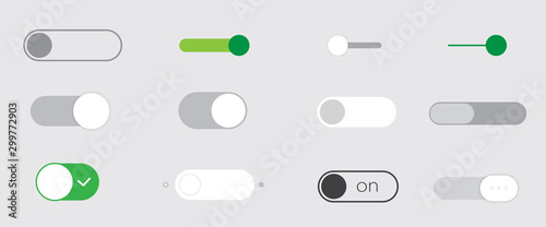 Set of on and off toggle switch buttons. Web user interface elements