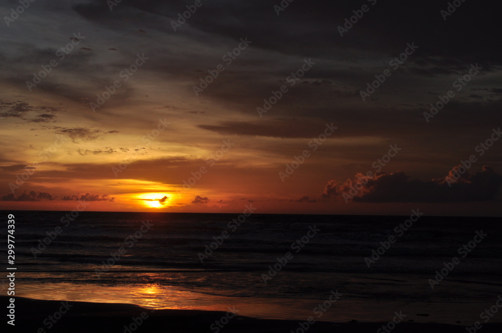 Miri, Sarawak / Malaysia - October 7, 2019: The beautiful beaches of Luak Bay and Tanjung Lubang during Sunset at Miri, Sarawak