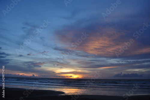 Miri, Sarawak / Malaysia - October 7, 2019: The beautiful beaches of Luak Bay and Tanjung Lubang during Sunset at Miri, Sarawak