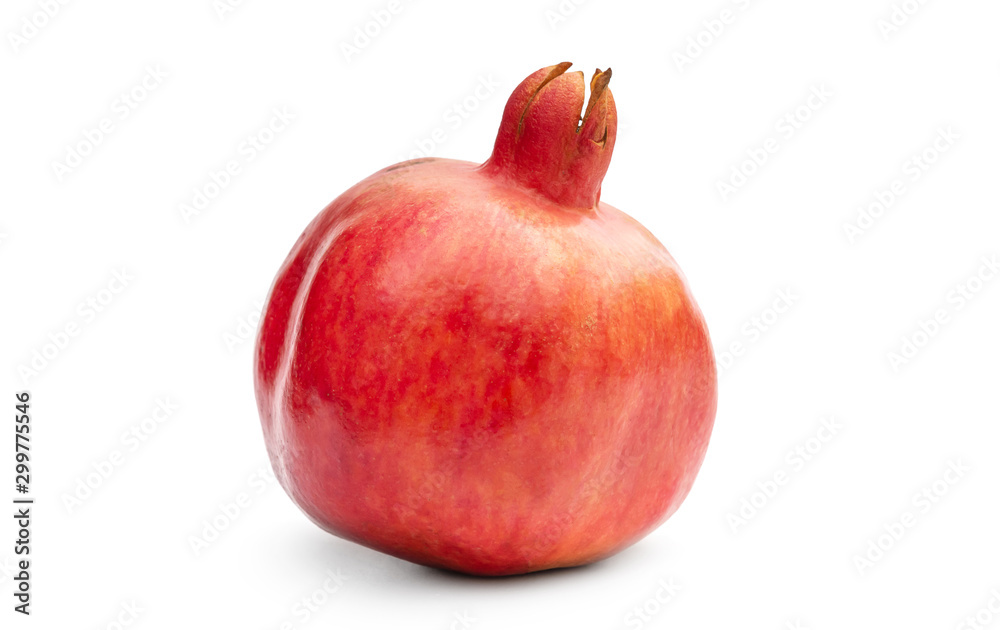 Whole pomegranate on a white background.