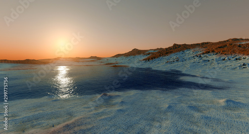 Water on Mars like Planet Shot from Space extremely detailed and realistic 3d illustration of Martian landscape