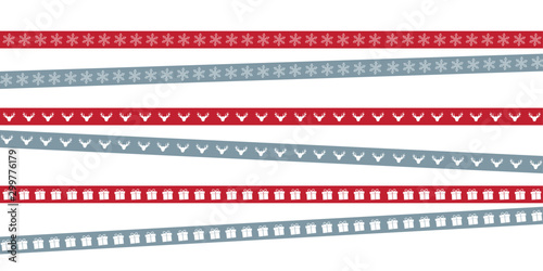 red and blue christmas tape with snowflake deer and gift vector illustration EPS10