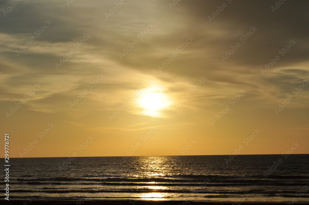 Miri, Sarawak / Malaysia - October 7, 2019: The beautiful beaches of Luak Bay and Tanjung Lubang during Sunset at Miri, Sarawak