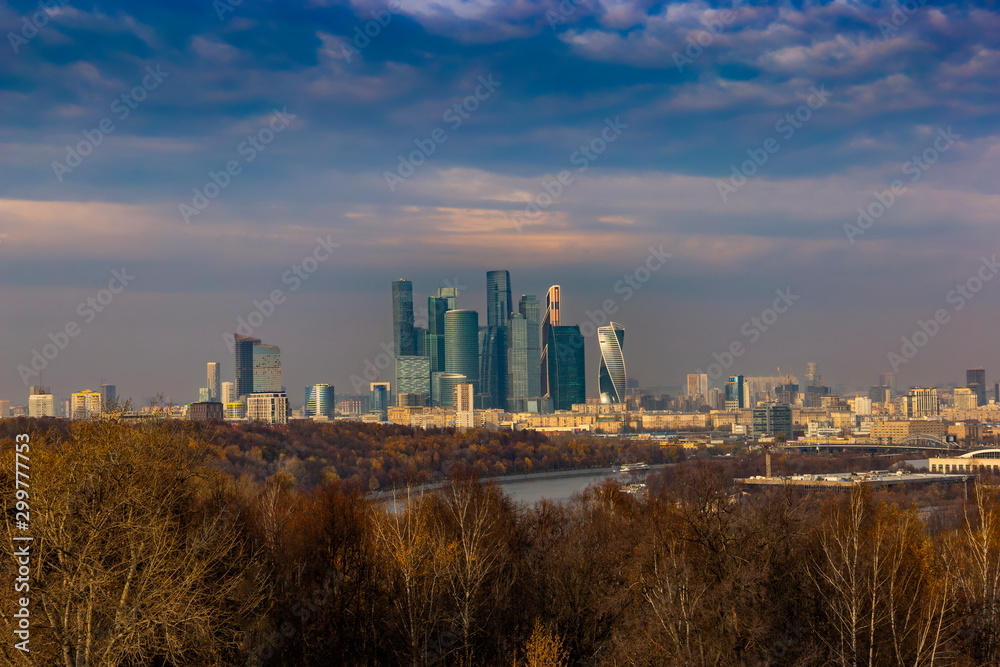 Modern Cityscape. Moscow-city, Russia. Moscow International Business Center.