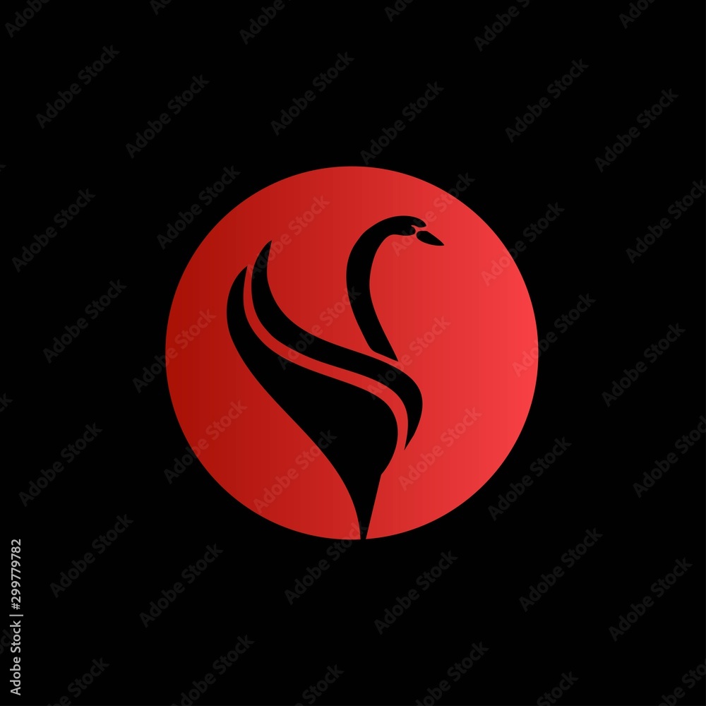 vector logo design red swan badge Stock Vector | Adobe
