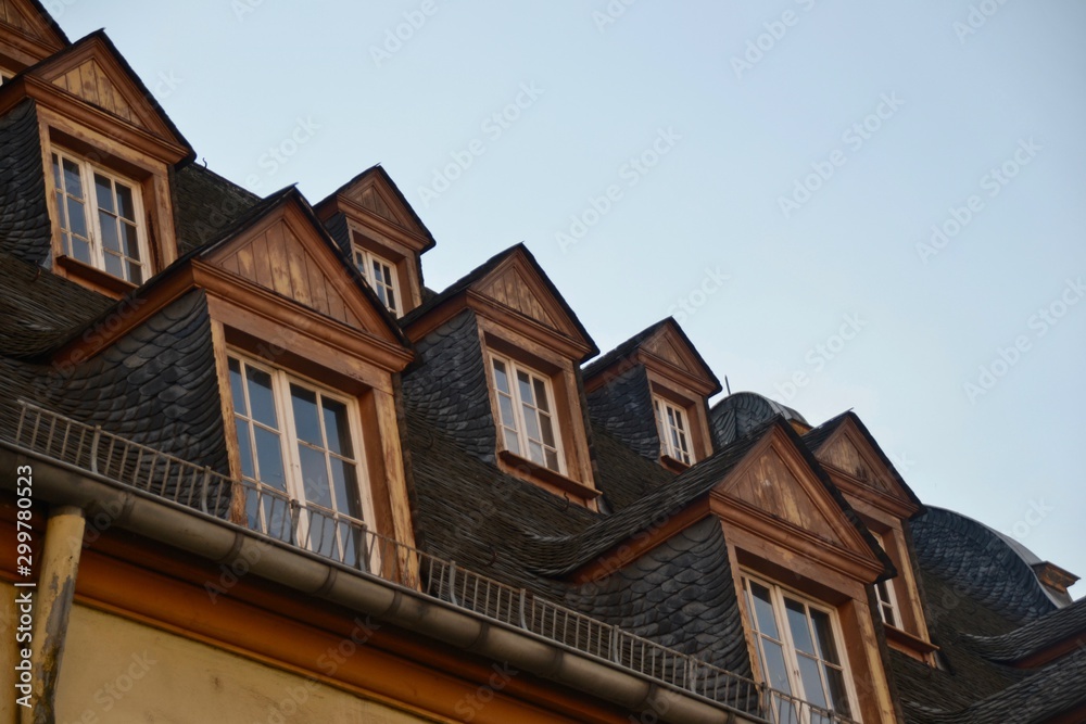 A typical roof of Dormers in Koblenz Germany