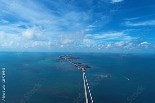 Aerial view of famous bridge in the way to Key West, Florida Keys, United States. Great landscape. Vacation travel. Travel destination. Tropical scenery. Caribbean sea. photo