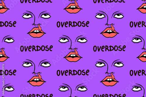 seamless pattern of overdose, drugs, psy art