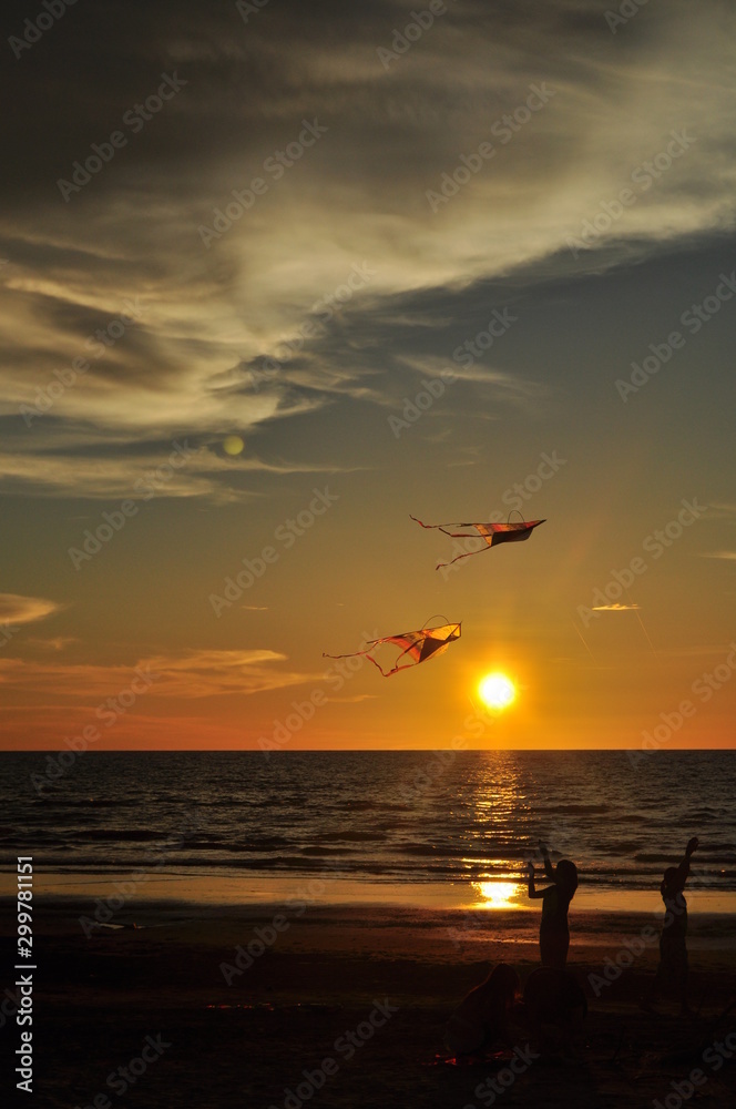 Miri, Sarawak / Malaysia - October 7, 2019: The beautiful beaches of Luak Bay and Tanjung Lubang during Sunset at Miri, Sarawak