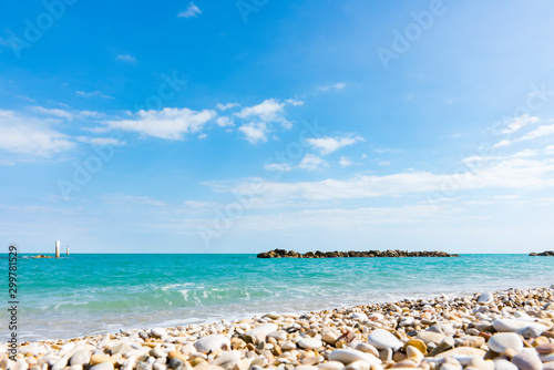 Adriatic Sea, beach with stones in Porto Recanati, Italy_-3