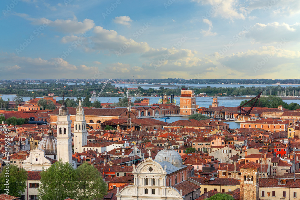 Venice churches and town houses city view, Italy
