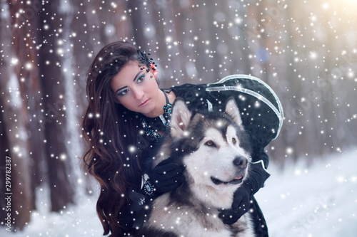 Attractive woman with the dogs. photo