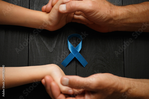 prostate cancer ribbon, colon cancer concept, blue ribbon symbol
