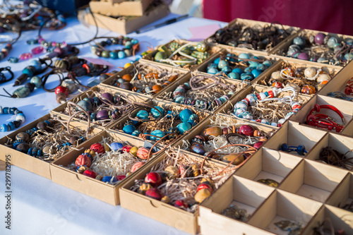 Handmade jewelry and accessories at souvenir market