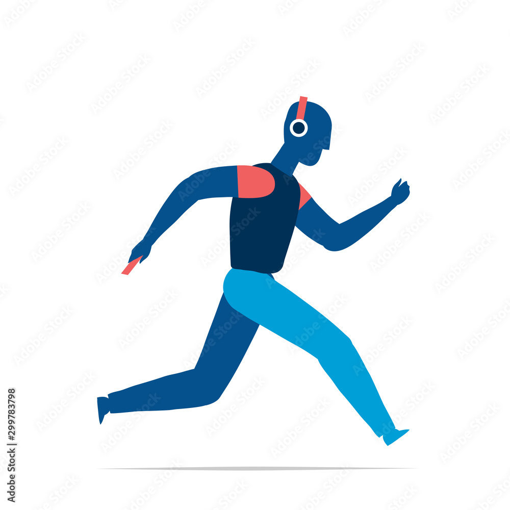 vector illustration of a running man with headphones isolated on white background vector illustration of a running man with headphones isolated on white background