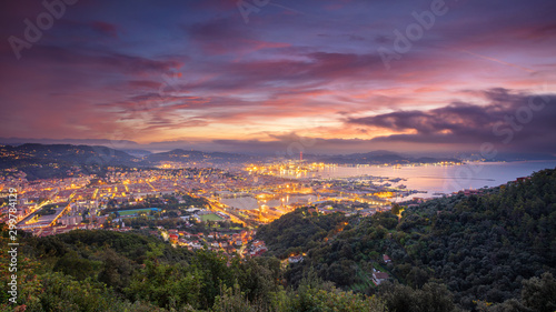 La Spezia, Italy. Cityscape image of La Spezia, Cinque Terre, Italy, during dramatic sunrise.