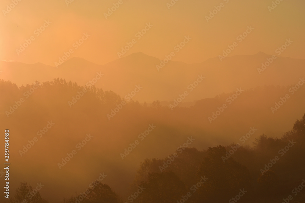 美瑛　三栄の丘と朝霧
