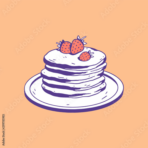 Pancakes. Hand drawn vector image.
